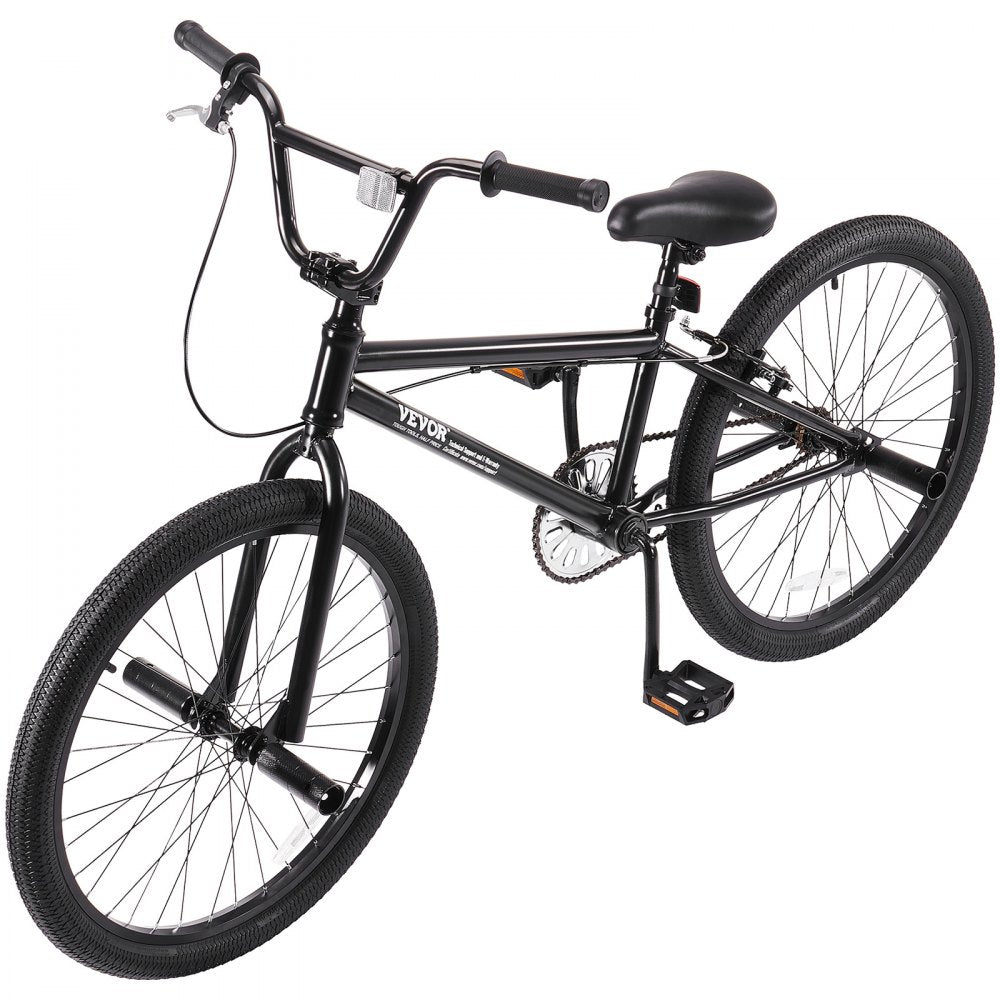 VEVOR BMX Bike, 24-Inch Wheel Freestyle Bike, BMX Race Bike with 4 Pegs, Beginner-Level BMX to Advanced Riders, BMX Bicycles for Teen Adult Men Women, Durable Hi-Ten Steel Frame, Easy to Assemble