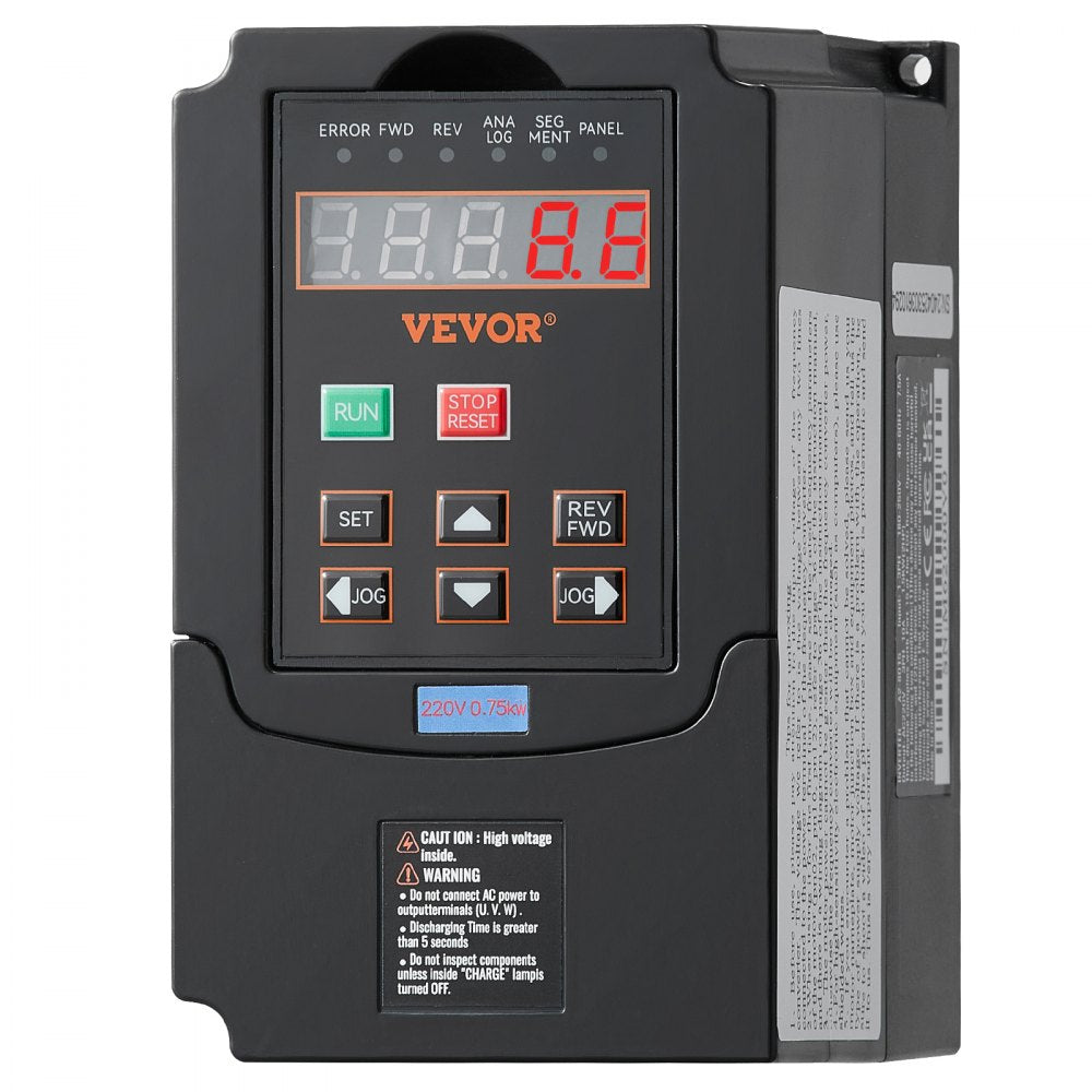 VEVOR VFD 1HP, 0.75KW, 3.5A, 1 or 3 Phase 220V Input to 3 Phase 220V Output Variable Frequency Drive, 40-60Hz Input, 0-400Hz Output VFD for Spindle Motor CNC Speed Control