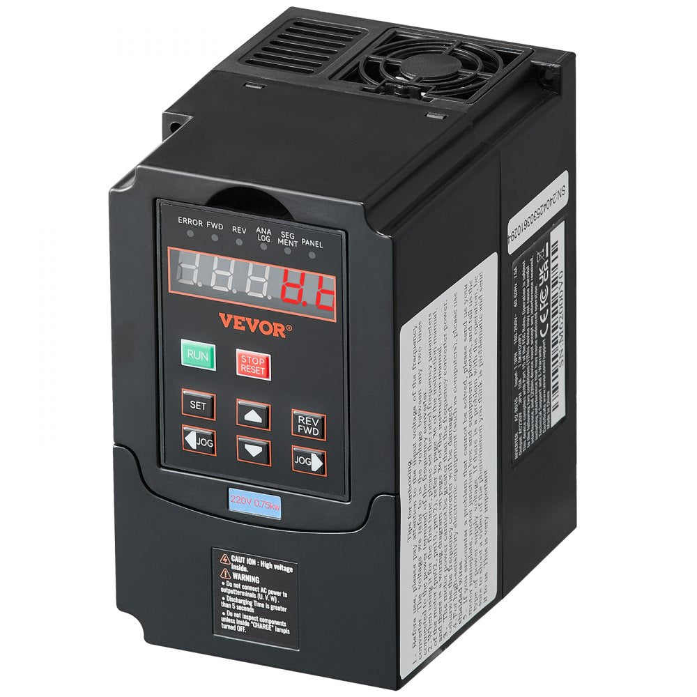 VEVOR VFD 1HP, 0.75KW, 3.5A, 1 or 3 Phase 220V Input to 3 Phase 220V Output Variable Frequency Drive, 40-60Hz Input, 0-400Hz Output VFD for Spindle Motor CNC Speed Control