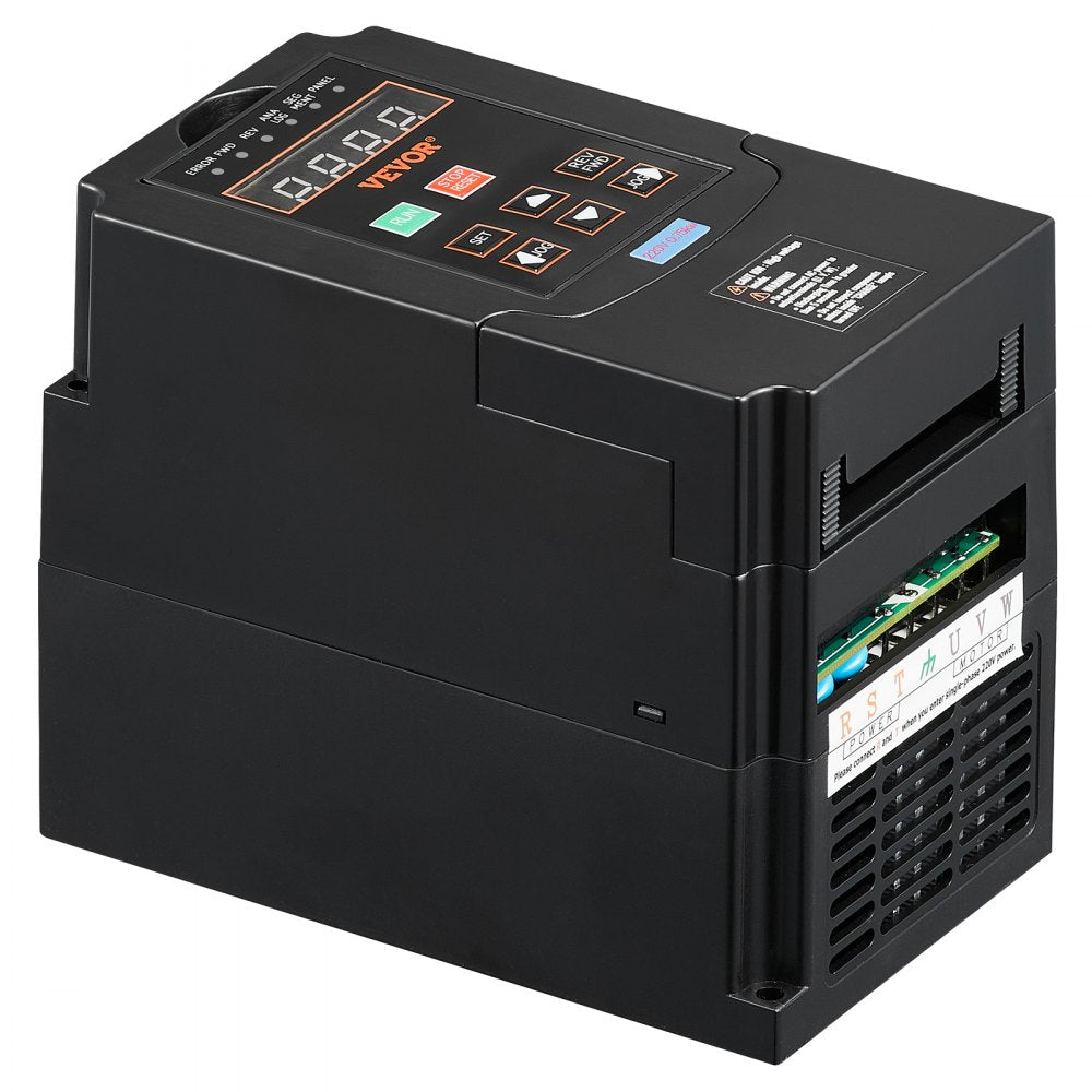 VEVOR VFD 1HP, 0.75KW, 3.5A, 1 or 3 Phase 220V Input to 3 Phase 220V Output Variable Frequency Drive, 40-60Hz Input, 0-400Hz Output VFD for Spindle Motor CNC Speed Control