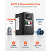 VEVOR 3HP 2.2KW 5.8A Variable Frequency Drive, 3-Phase AC480V Input/Output, 3 Phase to 3 Phase, 0–500Hz Output VFD, V/F SVC Control Modes for Precision Motor Speed Control