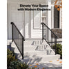 VEVOR Handrails for Outdoor Steps, 3-4 Step 2 Pack Stair Hand Rail Kit, Black Retro Arch Stair Rails for Seniors, Concrete Steps & Porch & Deck, Heavy-Duty Steel Railings with Installation Kit