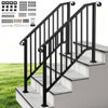 VEVOR Handrails for Outdoor Steps, 3-4 Step 2 Pack Stair Hand Rail Kit, Black Retro Arch Stair Rails for Seniors, Concrete Steps & Porch & Deck, Heavy-Duty Steel Railings with Installation Kit