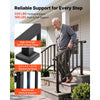 VEVOR Handrails for Outdoor Steps, 2-3 Step 2 Pack Stair Hand Rail Kit, Black Retro Arch Stair Rails for Seniors, Concrete Steps & Porch & Deck, Heavy-Duty Steel Railings with Installation Kit