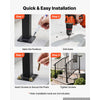 VEVOR Handrails for Outdoor Steps, 2-3 Step 2 Pack Stair Hand Rail Kit, Black Retro Arch Stair Rails for Seniors, Concrete Steps & Porch & Deck, Heavy-Duty Steel Railings with Installation Kit