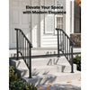 VEVOR Handrails for Outdoor Steps, 2-3 Step 2 Pack Stair Hand Rail Kit, Black Retro Arch Stair Rails for Seniors, Concrete Steps & Porch & Deck, Heavy-Duty Steel Railings with Installation Kit