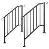 VEVOR Handrails for Outdoor Steps, 2-3 Step 2 Pack Stair Hand Rail Kit, Black Retro Arch Stair Rails for Seniors, Concrete Steps & Porch & Deck, Heavy-Duty Steel Railings with Installation Kit
