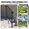 VEVOR Handrails for Outdoor Steps, 2-3 Step Stair Hand Rail Kit, Transitional Carbon Steel Railings with Installation Kit, Stair Rails for Seniors, Concrete Steps & Porch & Deck, Black Retro Arch