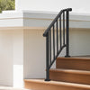 VEVOR Handrails for Outdoor Steps, 2-3 Step Stair Hand Rail Kit, Transitional Carbon Steel Railings with Installation Kit, Stair Rails for Seniors, Concrete Steps & Porch & Deck, Black Retro Arch