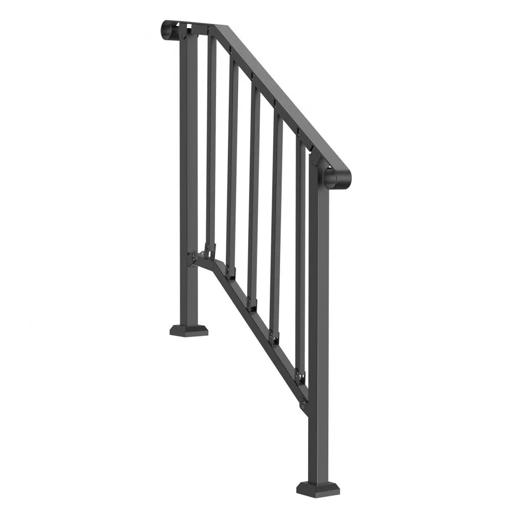 VEVOR Handrails for Outdoor Steps, 2-3 Step Stair Hand Rail Kit, Transitional Carbon Steel Railings with Installation Kit, Stair Rails for Seniors, Concrete Steps & Porch & Deck, Black Retro Arch