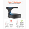VEVOR Rolling Stool with Back Support, 500 lbs Weight Capacity, Height Adjustable, Thick Cushion Ergonomic PU Leather Seat, 360° Swivel Round Rolling Stool Chair for Dental, Salon, Clinic, Black
