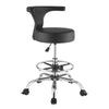 VEVOR Rolling Stool with Back Support, 500 lbs Weight Capacity, Height Adjustable, Thick Cushion Ergonomic PU Leather Seat, 360° Swivel Round Rolling Stool Chair for Dental, Salon, Clinic, Black