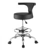 VEVOR Rolling Stool with Back Support, 500 lbs Weight Capacity, Height Adjustable, Thick Cushion Ergonomic PU Leather Seat, 360° Swivel Round Rolling Stool Chair for Dental, Salon, Clinic, Black