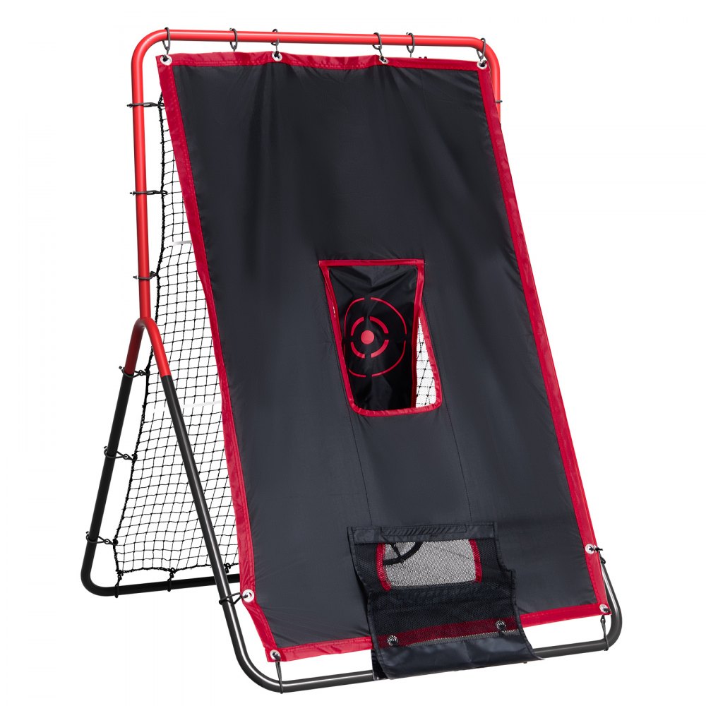 VEVOR Baseball And Softball Rebounder Net, 3.5 x 4.5 ft 2-in-1 Switch Hitter Pitch Trainer, PitchBack Baseball Pitching Return Trainer Nest, Bounce Back Net for Fielding/Throwing Practice