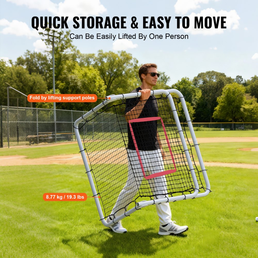 VEVOR Baseball And Softball Rebounder Net, 3.5 x 6 ft PitchBack Baseball Pitching Nest, Softball Pitchback Net, Fielding Trainer, Bounce Back Net for Fielding/Throwing Practice, 5 Adjustable Angles