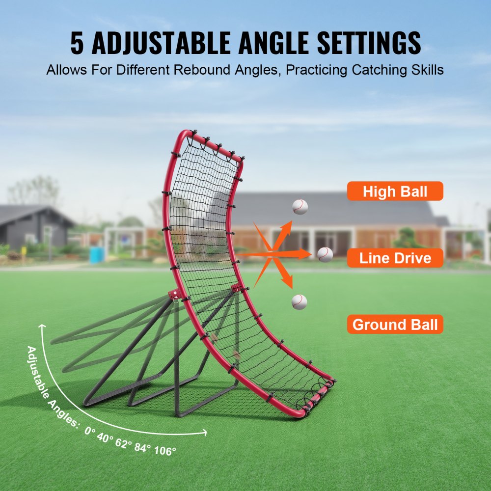 VEVOR Baseball And Softball Rebounder Net, 4 x 5.5 ft PitchBack Baseball Pitching Nest, Pitch Return Trainer Rebound Net with Pitching Target, All Angle Fielding Rebound Net for Grounders Pop Flies
