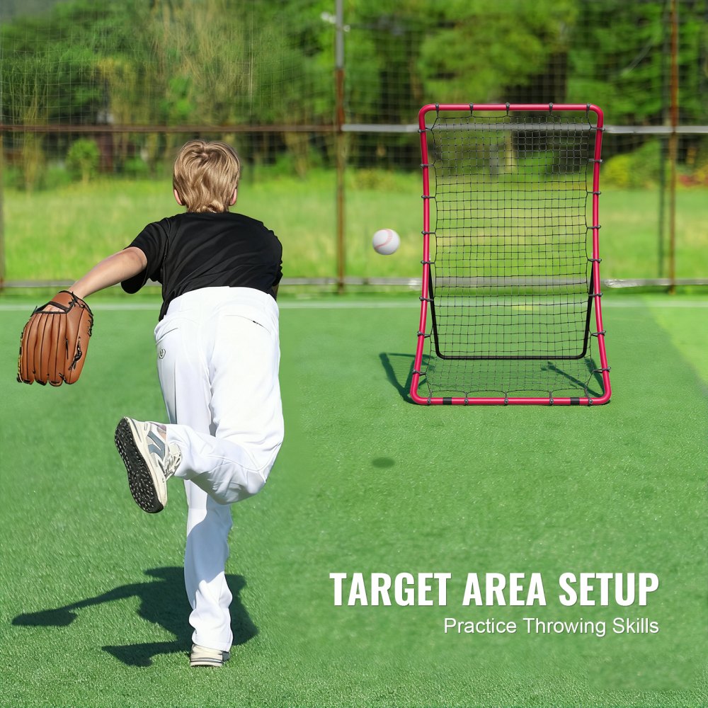 VEVOR Baseball And Softball Rebounder Net, 4 x 5.5 ft PitchBack Baseball Pitching Nest, Pitch Return Trainer Rebound Net with Pitching Target, All Angle Fielding Rebound Net for Grounders Pop Flies
