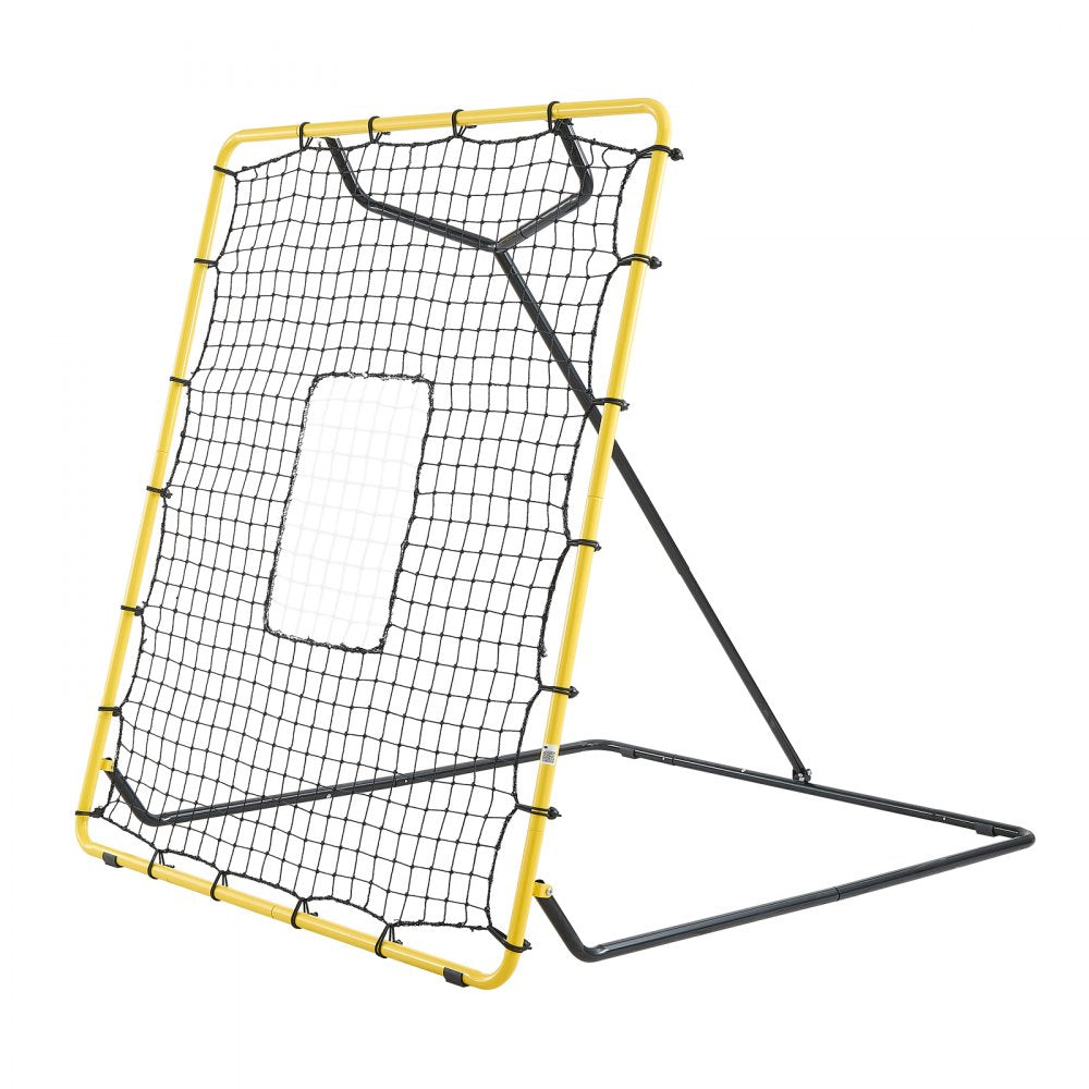 VEVOR Baseball Softball Rebounder Net 4 x 4.5 ft Pitch Back Trainer Target, 4 Adjustable Angles with Strike Zone, Steel Frame, Bounce Back Net for Pitching & Fielding Training, Return Practice