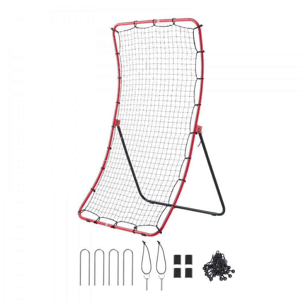 VEVOR Baseball Softball Rebounder Net 4 x 5.5 ft Pitch Back Trainer, 5 Adjustable Angles, Heavy-duty Steel Frame, All Angle Bounce Back Net for Pitching & Fielding Training Aid, Return Practice
