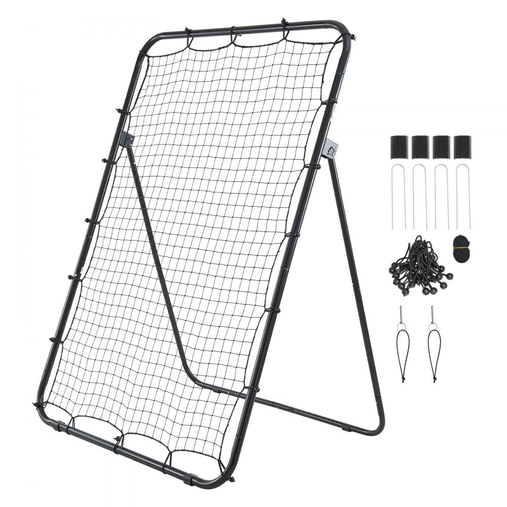 VEVOR Baseball Softball Rebounder Net 4 x 6 ft Pitch Back Trainer Target, 5 Adjustable Angles with Strike Zone, Steel Frame, Bounce Back Net for Pitching & Fielding Training, Return Practice