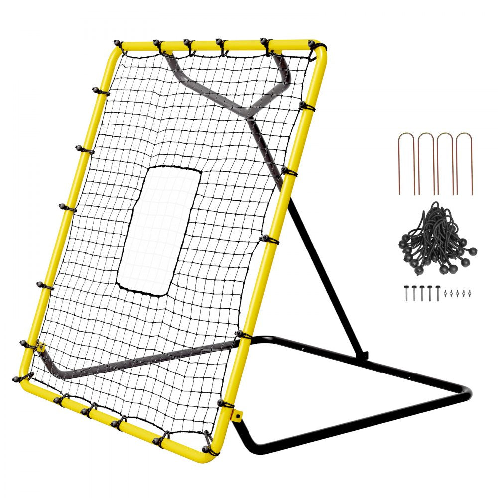 VEVOR Baseball And Softball Rebounder Net, 4 x 4.5 Feet PitchBack Baseball Nest for Pitching and Fielding Training, Pitch Return Trainer Rebound Net with Pitching Target, 4 Adjustable Angles