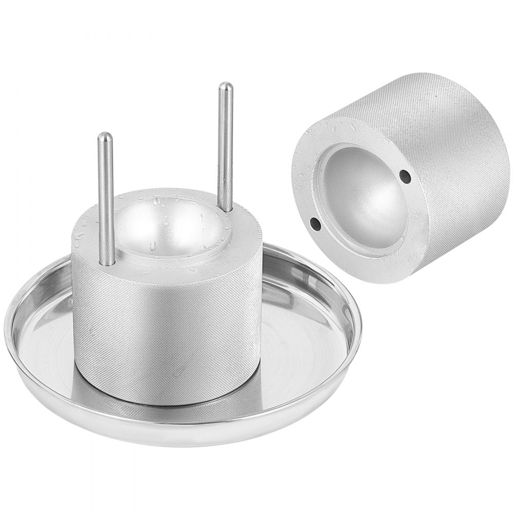 VEVOR Ice Ball Press, 2.4" Ice Ball Maker, Aircraft Al Alloy Ice Ball Press Kit for 60mm Ice Sphere, Ice Press with Tong and Drip Tray, for Whiskey, Cocktail, Bourbon, Scot on Party & Holiday, Silver
