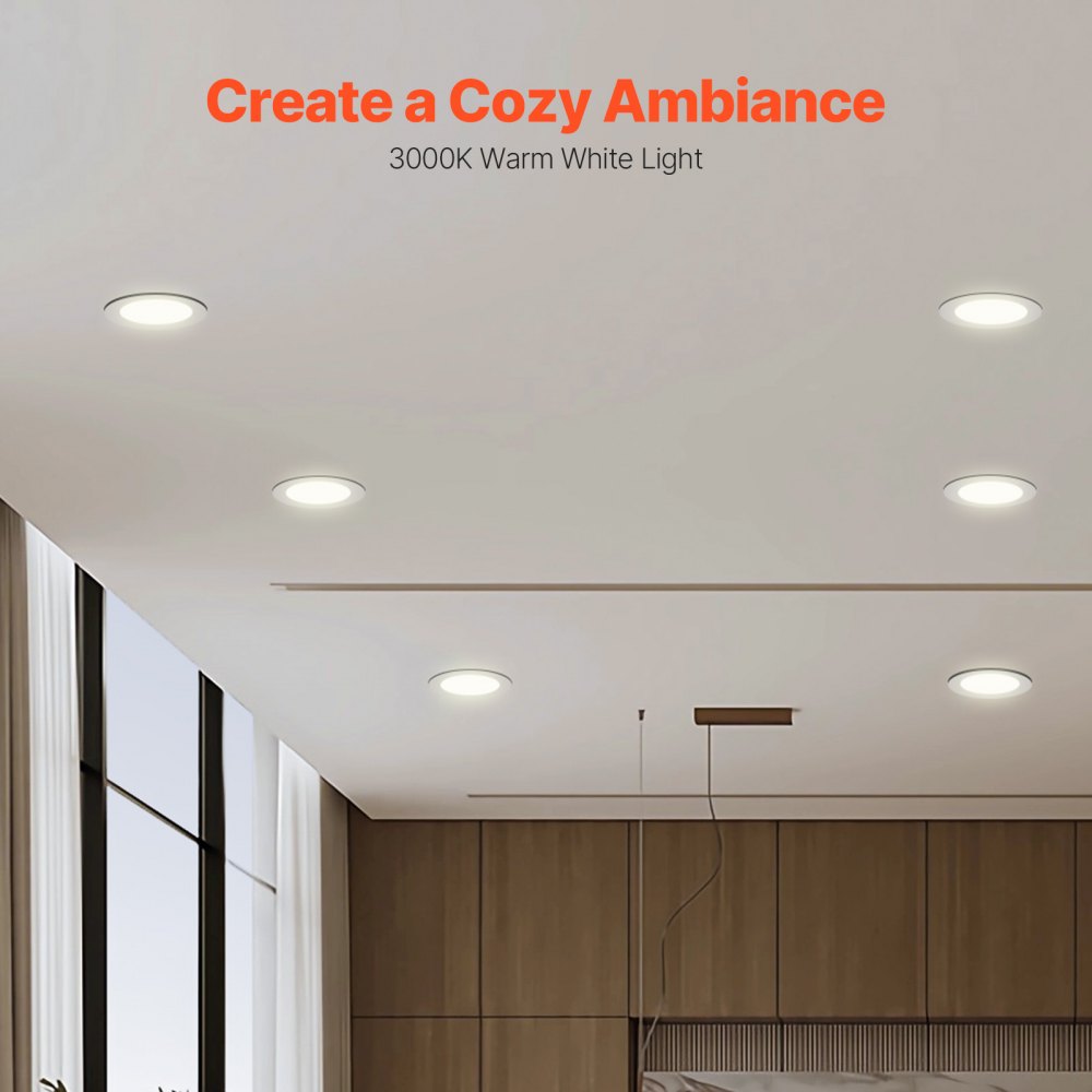 VEVOR BR30 Flood Light Bulb, 12 Pack LED Indoor Flood Lights, 850 Lumens LED Flood Light Bulbs, E26 Standard Base, 3000K Warm Light, 15,000 Hour Lifetime, Stepless Dimmable Recessed Can Light Bulbs