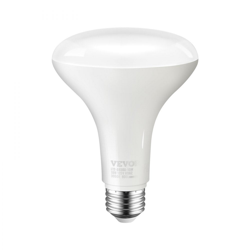 VEVOR BR30 Flood Light Bulb, 12 Pack LED Indoor Flood Lights, 850 Lumens LED Flood Light Bulbs, E26 Standard Base, 3000K Warm Light, 15,000 Hour Lifetime, Stepless Dimmable Recessed Can Light Bulbs