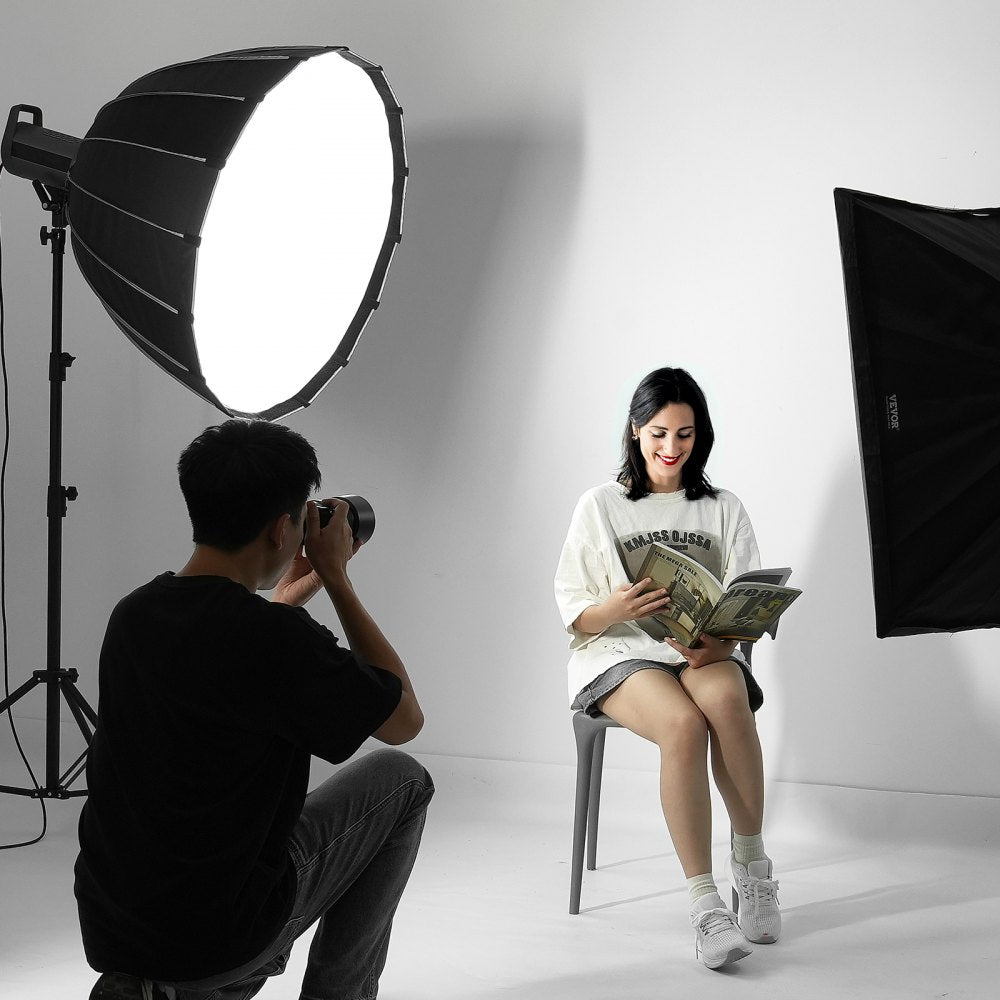 VEVOR Parabolic Softbox, 33 in / 850 mm, Quick Release and Quick Fold, Lightweight and Portable, Universal Bowens Mount, 4 Lighting Effects, Fits for Professionoal Photography, Daily Filming