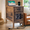 VEVOR Farmhouse End Table, Nightstand with Charging Station, 3 Tiers End Table with Storage Cabinet and 1 Drawer, Side Table with USB Ports and Outlets, Ideal for Living Room, Bedroom, Burlywood
