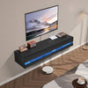 VEVOR Floating TV Stand, 71 in Wall Mount Entertainment Center with Power Outlet & LED Lights, Modern Floating TV Shelf with 2 Drawers & Storage Cabinet for DVD Player, Cable Box, Game Console, Black
