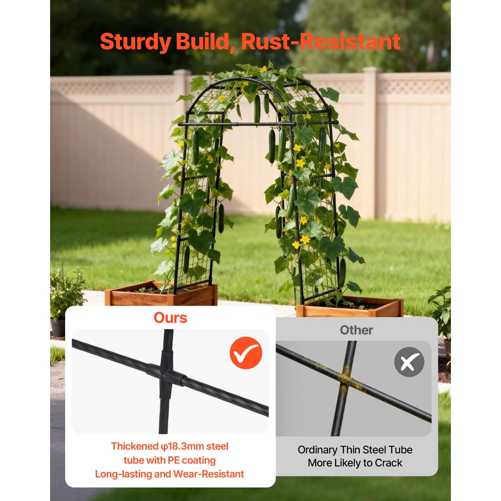 VEVOR Cucumber Trellis, U-Shape Garden Trellises for Raised Bed, Metal Arch Plant Support for Vine, Climbing Plants Outdoor, Peas, Beans, Zucchini, Tomato, Squash, Flower (32.01 x 31.5 x 80.71 in)
