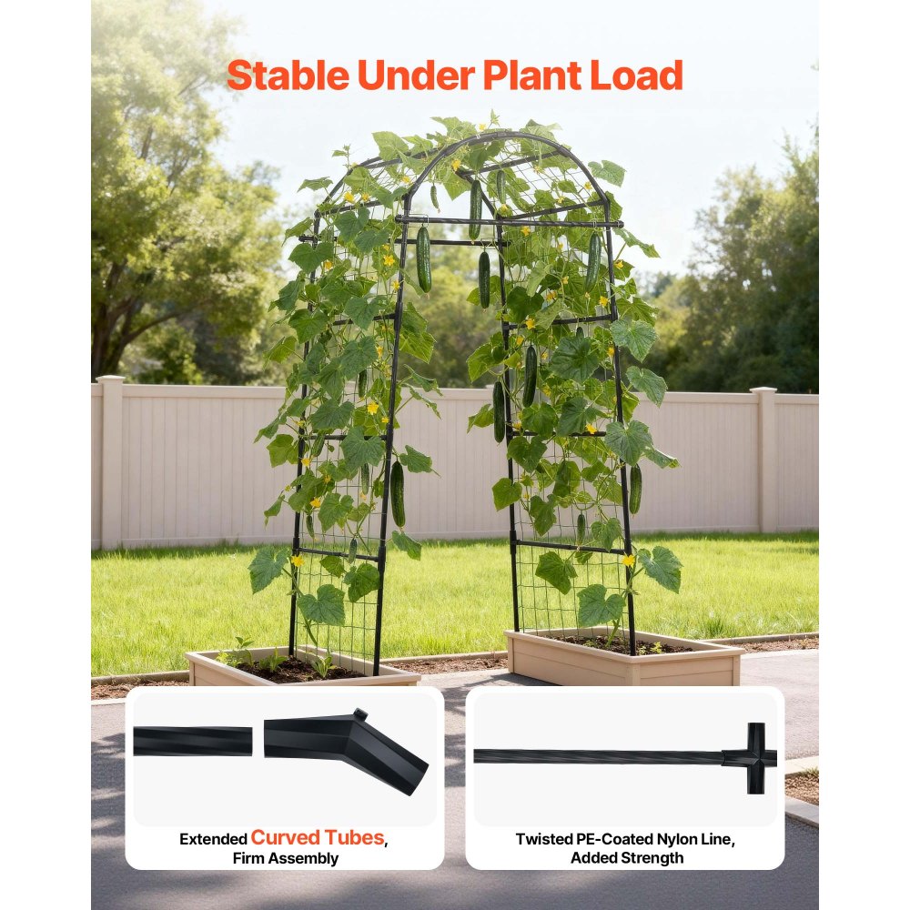 VEVOR Cucumber Trellis, U-Shape Garden Trellises for Raised Bed, Metal Arch Plant Support for Vine, Climbing Plants Outdoor, Peas, Beans, Zucchini, Tomato, Squash, Flower (32.01 x 31.5 x 80.71 in)