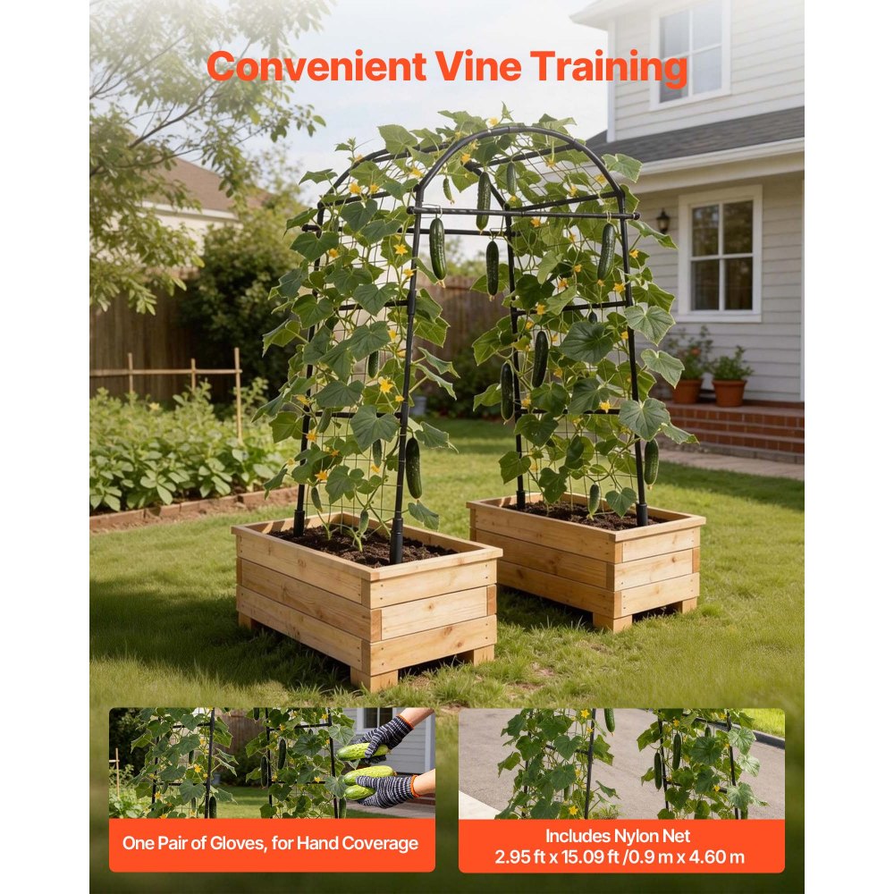 VEVOR Cucumber Trellis, U-Shape Garden Trellises for Raised Bed, Metal Arch Plant Support for Vine, Climbing Plants Outdoor, Peas, Beans, Zucchini, Tomato, Squash, Flower (32.01 x 31.5 x 80.71 in)