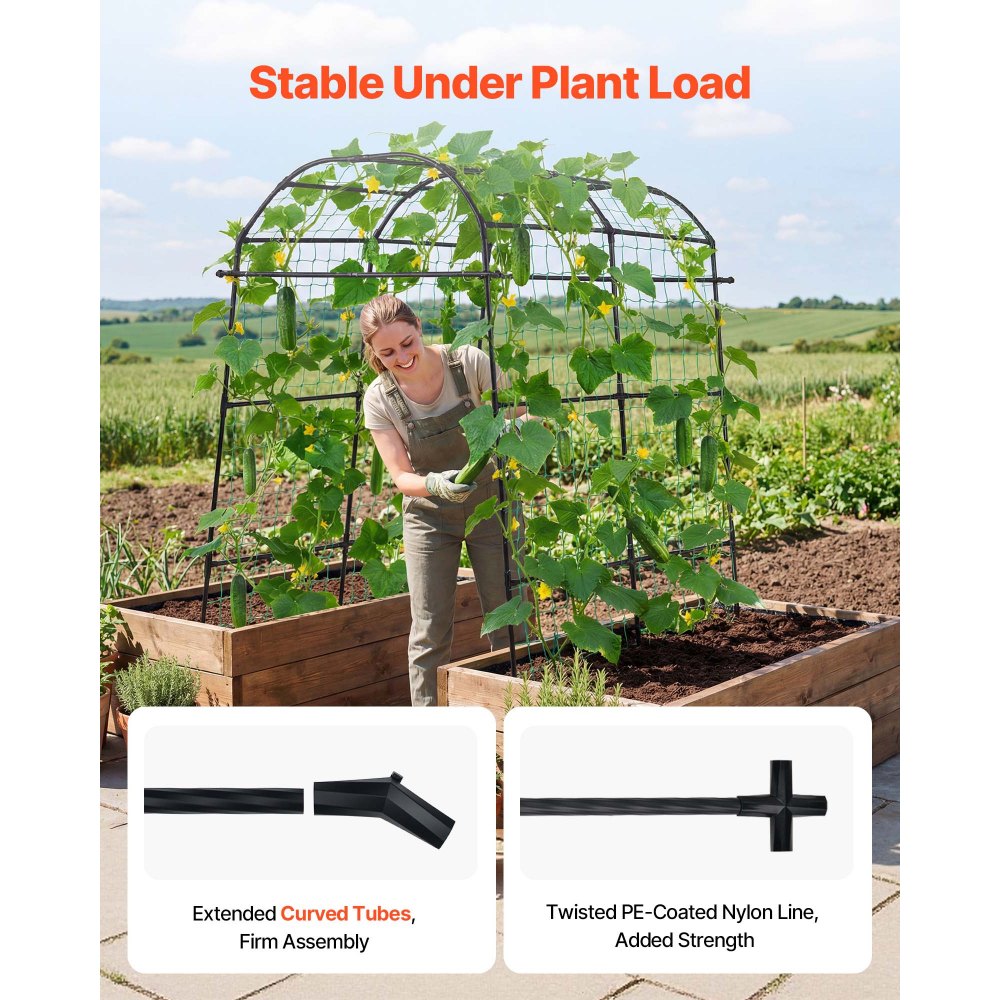 VEVOR Cucumber Trellis, U-Shape Garden Trellises for Raised Bed, Metal Arch Plant Support for Vine, Climbing Plants Outdoor, Peas, Beans, Zucchini, Tomato, Squash, Flower (70.87 x 44.09 x 82.99 in)