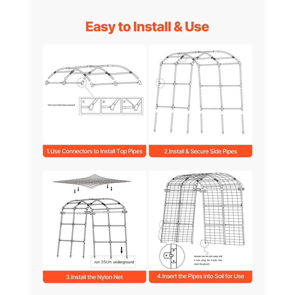 VEVOR Cucumber Trellis, U-Shape Garden Trellises for Raised Bed, Metal Arch Plant Support for Vine, Climbing Plants Outdoor, Peas, Beans, Zucchini, Tomato, Squash, Flower (70.87 x 44.09 x 82.99 in)