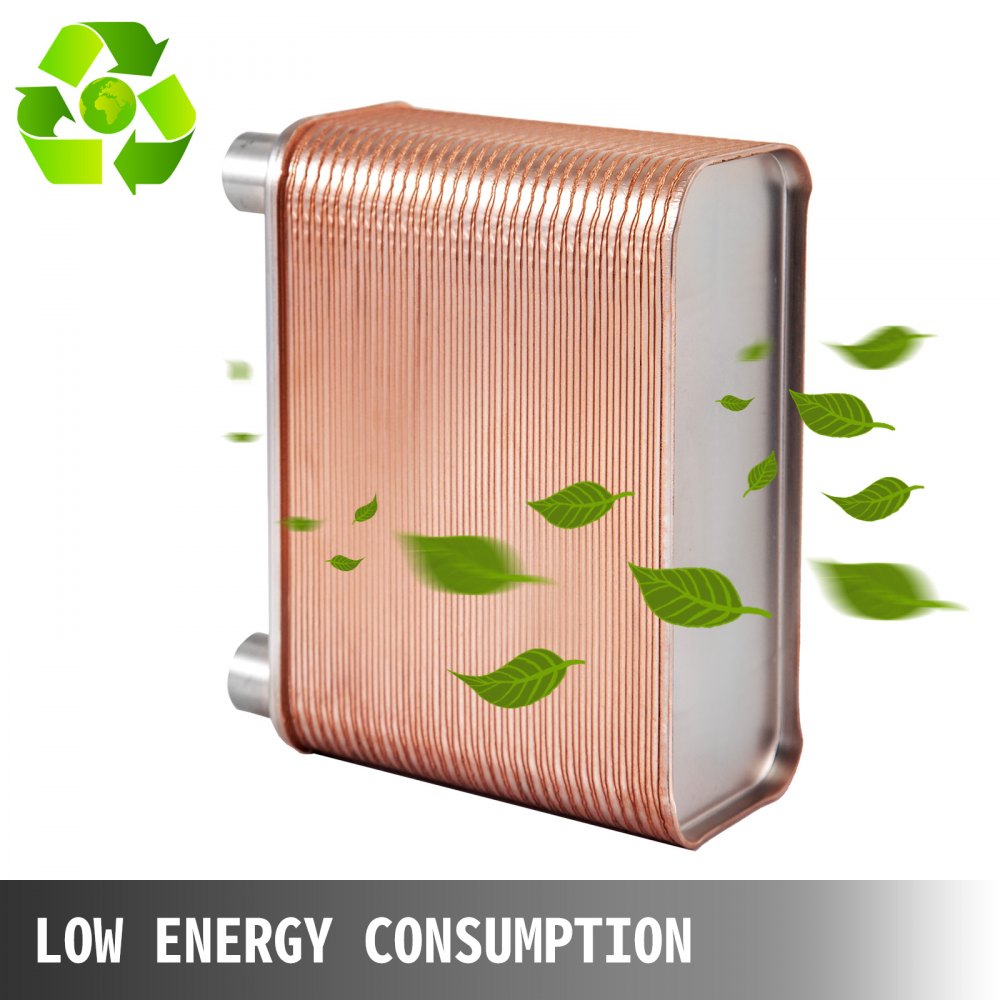 VEVOR Heat Exchanger 3\"x7.5\" 60 Plates Brazed Plate Heat Exchanger 316L 1/2\" BSP FPT Heat Exchanger EATB12 Beer Wort Chiller for Hydronic Heating