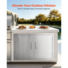 VEVOR Outdoor Kitchen Cabinet, 30"W x 20"H x 20"D, 3-Tier Storage Shelves, for BBQ Island Storage, Patio Bars and Grill Station, with Handle, Built-In BBQ Island Drawers Organize Cookware Accessories