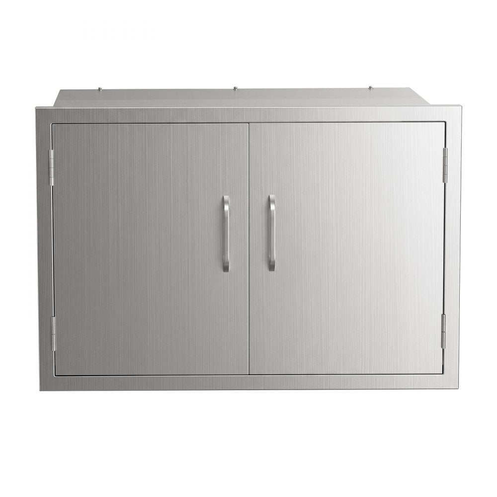 VEVOR Outdoor Kitchen Cabinet, 30"W x 20"H x 20"D, 3-Tier Storage Shelves, for BBQ Island Storage, Patio Bars and Grill Station, with Handle, Built-In BBQ Island Drawers Organize Cookware Accessories