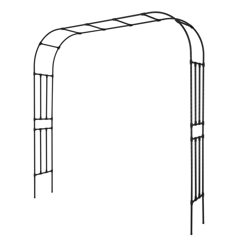 VEVOR Garden Arbor, 94.5 (H) x 98.5 (W) x 15.8 (D) in Metal Archway, Sturdy Outdoor Trellis Arch with Stakes, Easy to Assemble, Pergola Arbor for Plant Climbing Yard Lawn Wedding Party Decoration