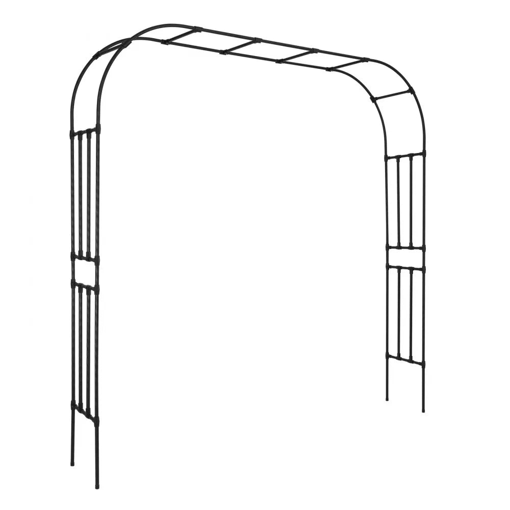 VEVOR Garden Arbor, 94.5 (H) x 98.5 (W) x 15.8 (D) in Metal Archway, Sturdy Outdoor Trellis Arch with Stakes, Easy to Assemble, Pergola Arbor for Plant Climbing Yard Lawn Wedding Party Decoration