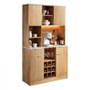 VEVOR Wine Cabinet, Coffee Bar Cabinet with 9 Wine Bottle Racks, Modern Buffet Sideboard with Glass Holder, LED Light, Charging Station, for Home Kitchen, Living Room, Dining Room, Natural Wood Finish