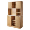 VEVOR Wine Cabinet, Coffee Bar Cabinet with 9 Wine Bottle Racks, Modern Buffet Sideboard with Glass Holder, LED Light, Charging Station, for Home Kitchen, Living Room, Dining Room, Natural Wood Finish