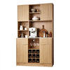 VEVOR Wine Cabinet, Coffee Bar Cabinet with 9 Wine Bottle Racks, Modern Buffet Sideboard with Glass Holder, LED Light, Charging Station, for Home Kitchen, Living Room, Dining Room, Natural Wood Finish