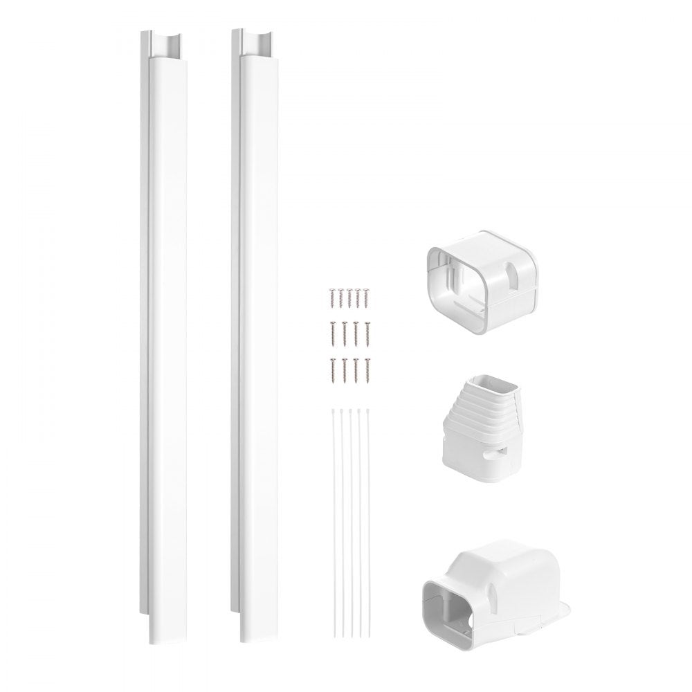VEVOR Mini Split Line Set Cover 3-inch W 7.4Ft L, PVC Decorative Pipe Line Cover For Air Conditioner with 2 Straight Ducts & Full Components Easy to Install, Paintable for Heat Pumps, White