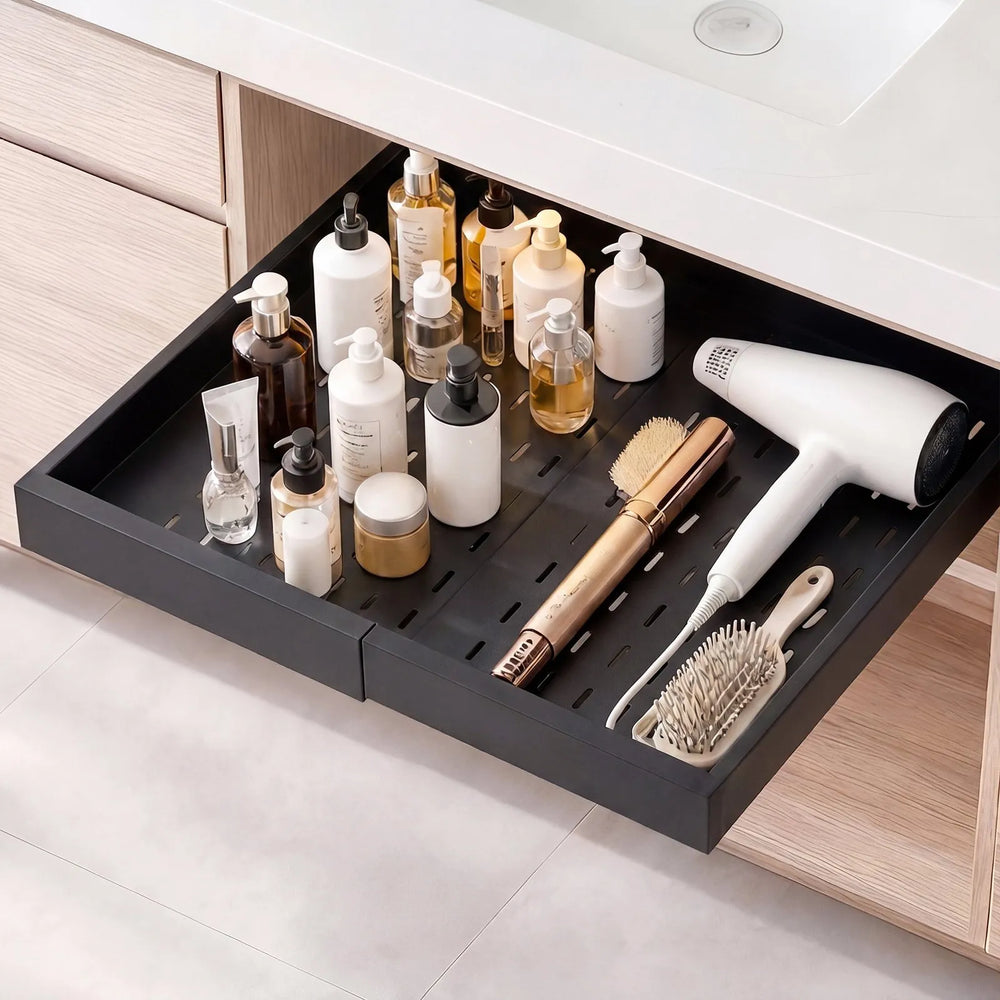 VEVOR Pull Out Cabinet Organizer, 4 Pack Expandable Width (12.2"-18.9"), 20.47" Deep Pull Out Drawers for Cabinets, Sliding Drawer for Kitchen Pantry Cabinet Organizer with Nano Adhesive Strips, Black