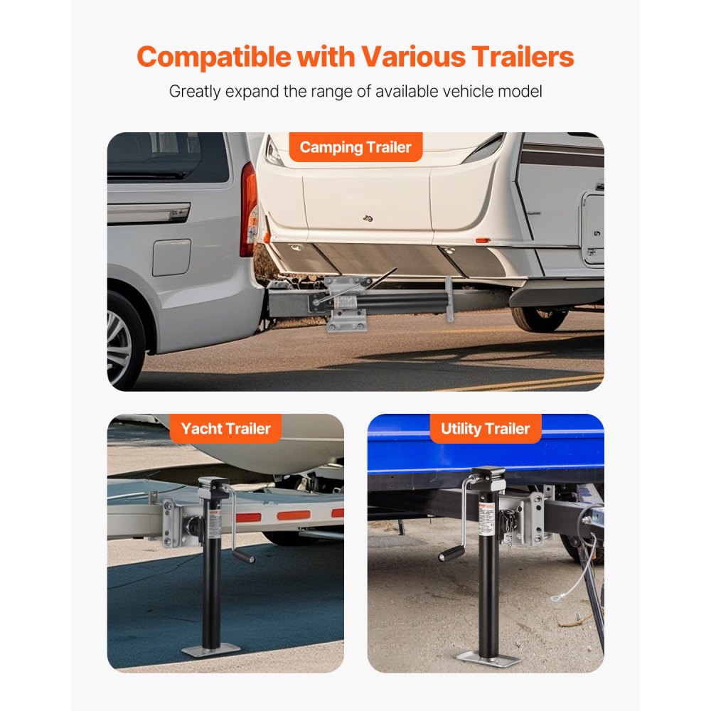VEVOR Trailer Jack, 5000 lbs Dynamic Load Capacity, Heavy Duty Swivel Bolt-on Trailer Jack, 14.3" Lift Trailer Jack Stand with Handle for RV Trailer, Horse Trailer, Utility Trailer, and Yacht Trailer