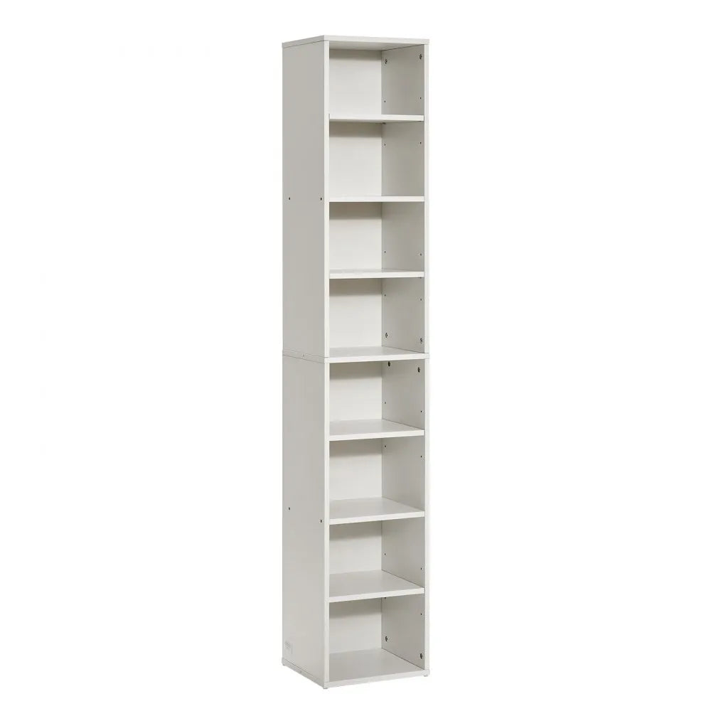 VEVOR 8 Tiers Narrow Bookshelf, 71 in Wooden Tall Open Bookcase with  Height-Adjustable Shelf, Freestanding Display Storage Floor Bookcase Bookshelf for Library, Bedroom, Living Room, Office, White