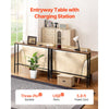 VEVOR Narrow Console Table, 2 Pack Behind Couch Table with Power Outlets, 1-Tier Long Entryway Table, Narrow Sofa Table with Metal Frame and Charge Station, for Entryway, Hallway, Living Room