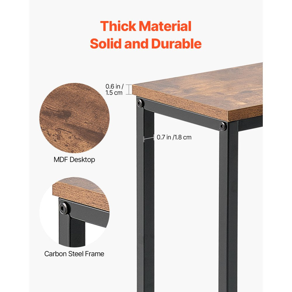 VEVOR Narrow Console Table, 2 Pack Behind Couch Table with Power Outlets, 1-Tier Long Entryway Table, Narrow Sofa Table with Metal Frame and Charge Station, for Entryway, Hallway, Living Room
